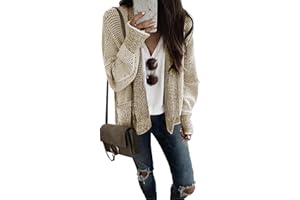 Sidefeel Womens Plaid Short Cardigan Oversized Chunky Long Sleeve Knit Open Front Cardigan Sweaters with Pockets
