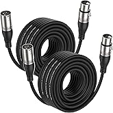 EBXYA XLR Cable 50ft 2 Packs - Premium Balanced Microphone Cable with 3-Pin XLR Male to Female Mic Speaker Cable, Black