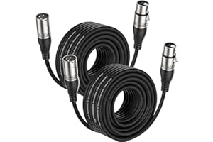EBXYA XLR Cable 50ft 2 Packs - Premium Balanced Microphone Cable with 3-Pin XLR Male to Female Mic Speaker Cable, Black
