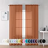 Chyhomenyc Burnt Orange Sheer Curtains 84 Inch
