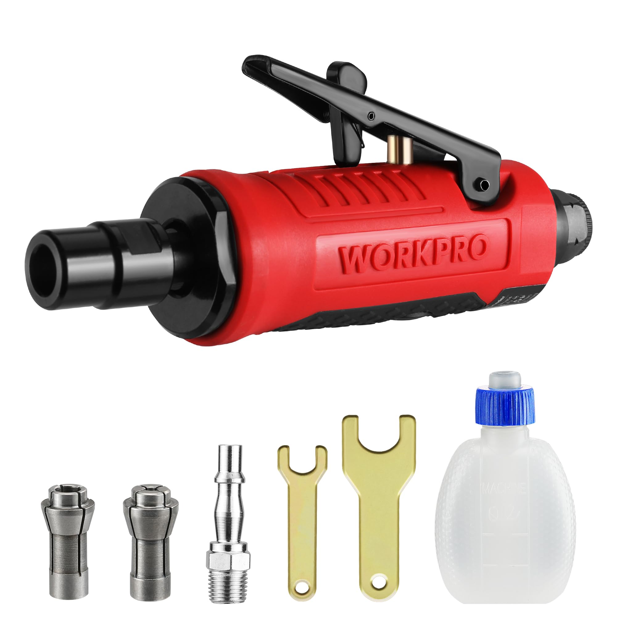 WORKPRO Air Die Grinder 1/4" 1/8", Pneumatic Mini Straight Grinder with Safety Lock for Polishing, Grinding, Rust Removal of Metal, Wood, Plastic (Rotation Speed: 25000 RPM)