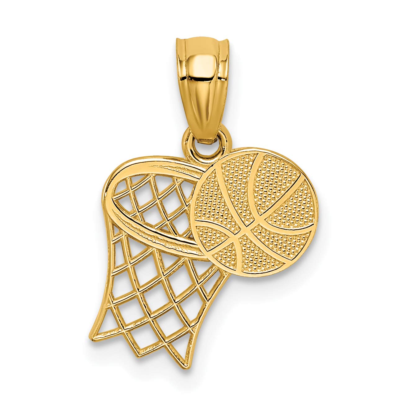 14k Yellow Gold Basketball and Hoop 