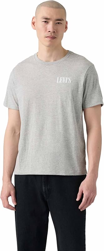 T-shirt masculina de gola redonda (1 unidade), logótipo SSNL em tom médio Heather Grey, L