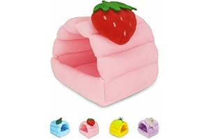 VOZRELS Guinea Pig Bed, Warm Fleece Guinea Pig Hideout, Cozy Small Animal House Bedding for Rabbit, Bunny, Hamster, Ferret, Hedgehog, Rat, Chinchilla, Squirrel Cage Accessories (Large, Pink)