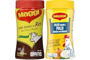 MAGGI RIO Maggi Chicken & Beef Bouillon Powder - Granulated Seasoning Base for Stock Bone Broth Ramen Stew Consome de Pollo 7.9 oz each container
