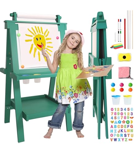 KidLoot Double-Sided Art Easel For Kids Magnetic Chalkboard