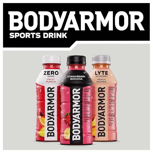 BODYARMOR SPORTS DRINK SPORTS BEVERAGE, FRUIT PUNCH, COCONUT WATER HYDRATION, NATURAL FLAVORS WITH VITAMINS, POTASSIUM-PACKED ELECTROLYTES, PERFECT FOR ATHLETES, 16 FL OZ (PACK OF 12)