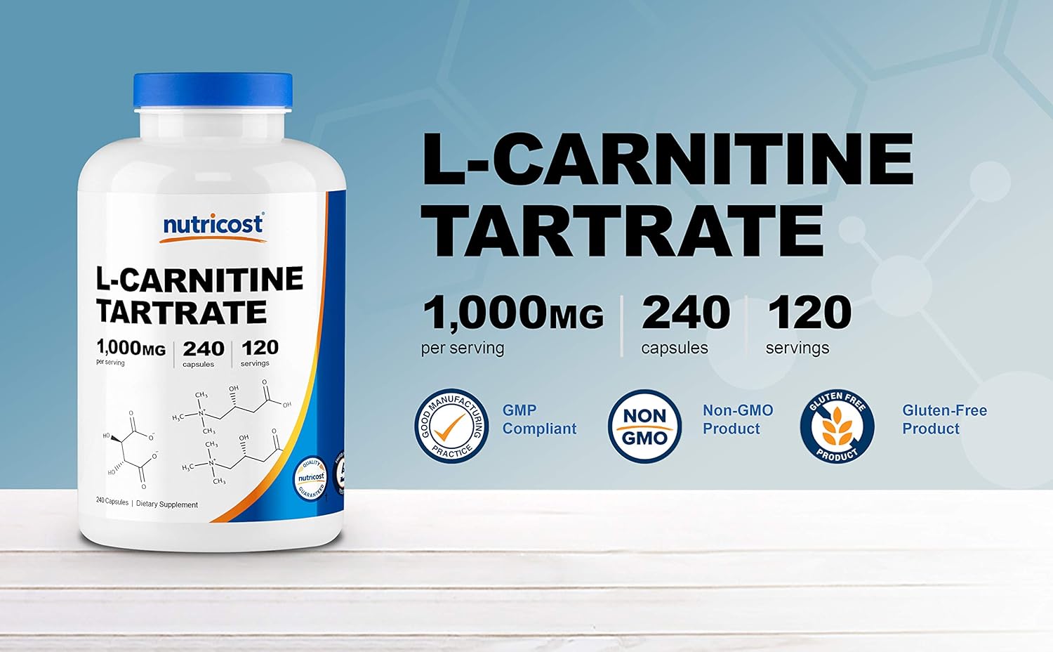 Nutricost L-Carnitine Tartrate 500mg, 240 Capsules - 1000mg Per Serving: Health & Personal Care