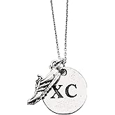 RUN XC Pewter Necklace - Pewter Running Shoe Charm and Pewter Round XC Charm on 18 inch Stainless Steel Chain