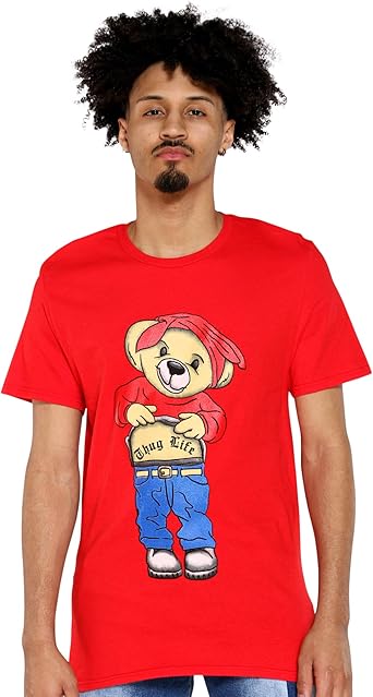 5pro Mens Bear Thug Life Tee Red M Amazon Com