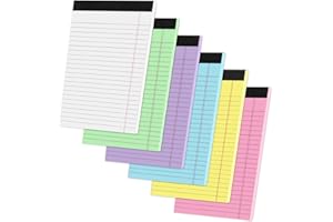 Thboxes 6 Packs Legal Pads 5x8, Totally 180 Sheets Colored Legal Pads 5x8 College Ruled Writing Pads Small Note Pads 30 Sheets/Pad Tablets Lined Notepad for School, Office, To-Do Lists