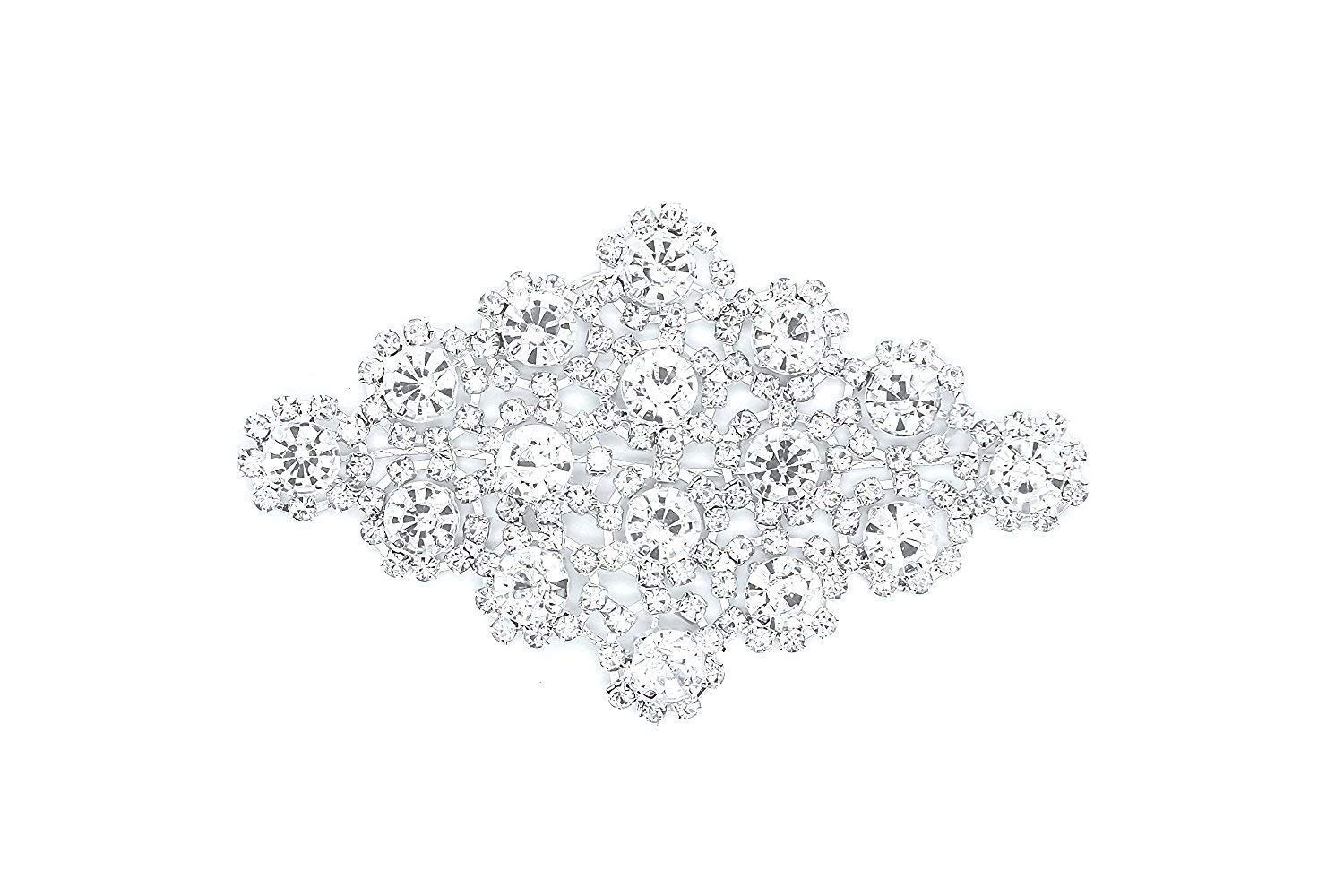 Trimming Shop Rhinestone Motif Diamante Crystals Sew on Applique Patch - Perfect for Wedding Bridal Dress, Casual or Formal Wear Fashion Accessories 90mm x 60mm (Approx.) Patch No. 008