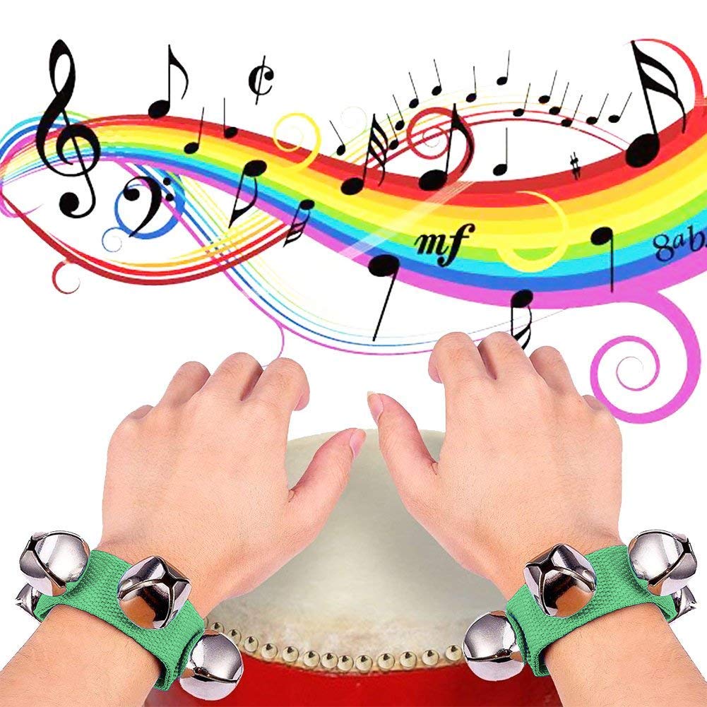 Kids Rhythm Toys,10pcs Musical Instruments Toys Wooden Wrist Bells Fiesta Maracas for Party Favors Classroom School