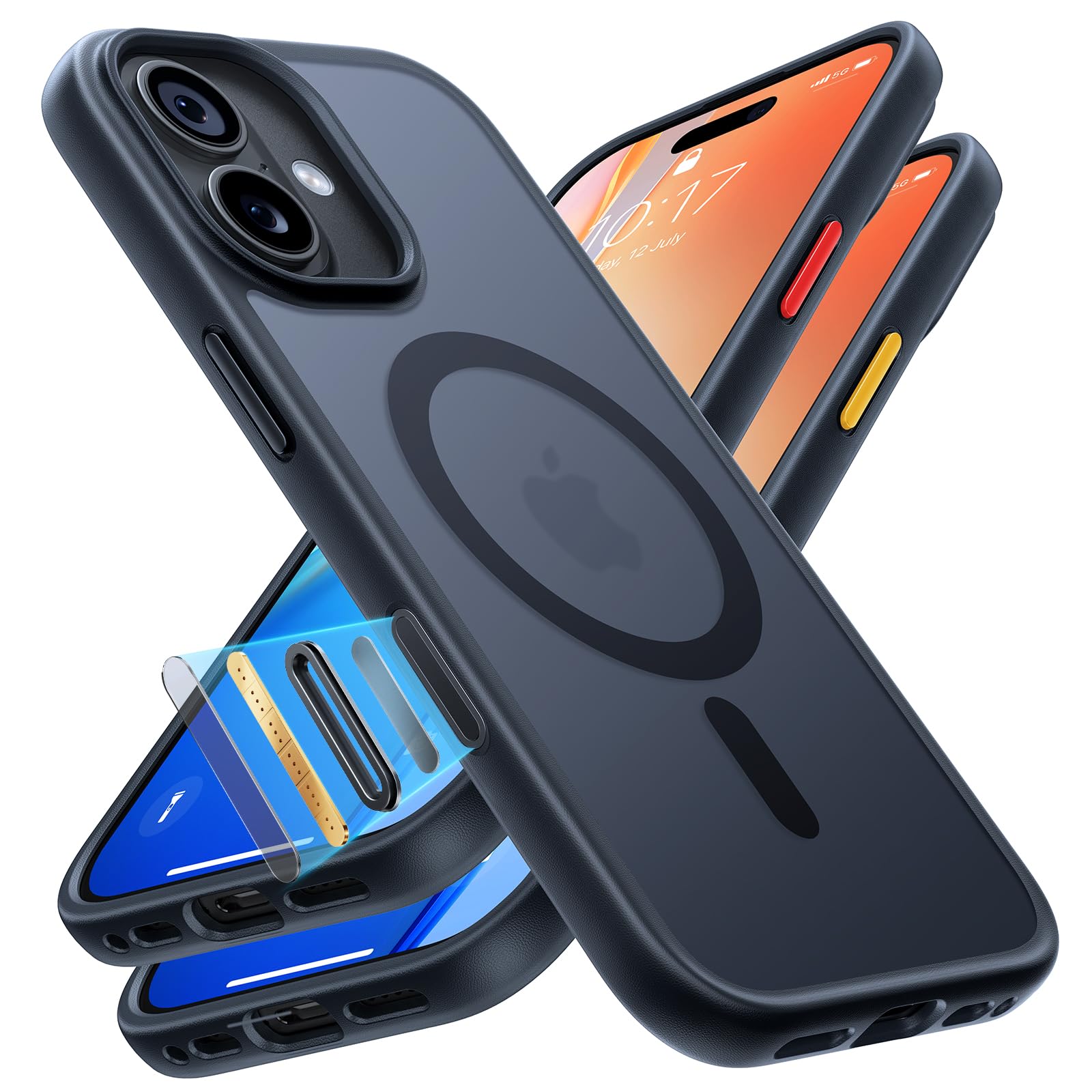 Photo 1 of TORRAS Magnetic Shockproof for 17 case with Camera Control, [12FT Military Grade Drop Protection][Fit for MagSafe], Slim Translucent Anti-Fingerprint & Soft Touch Case for 17, Black