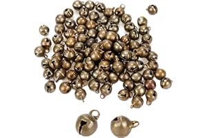 Coshar Jingle Bells Mini Vintage Bronze Jingle Bells for DIY Bracelet Anklets Necklace-100pcs in Bulk (6mm)