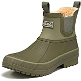 HISEA Women's Saltwater Winter Rain Boots Waterproof Duck Chelsea Lined Outdoor Garden Boot