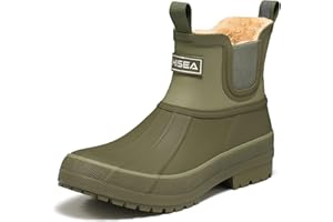HISEA Women's Saltwater Winter Rain Boots Waterproof Duck Chelsea Lined Outdoor Garden Boot