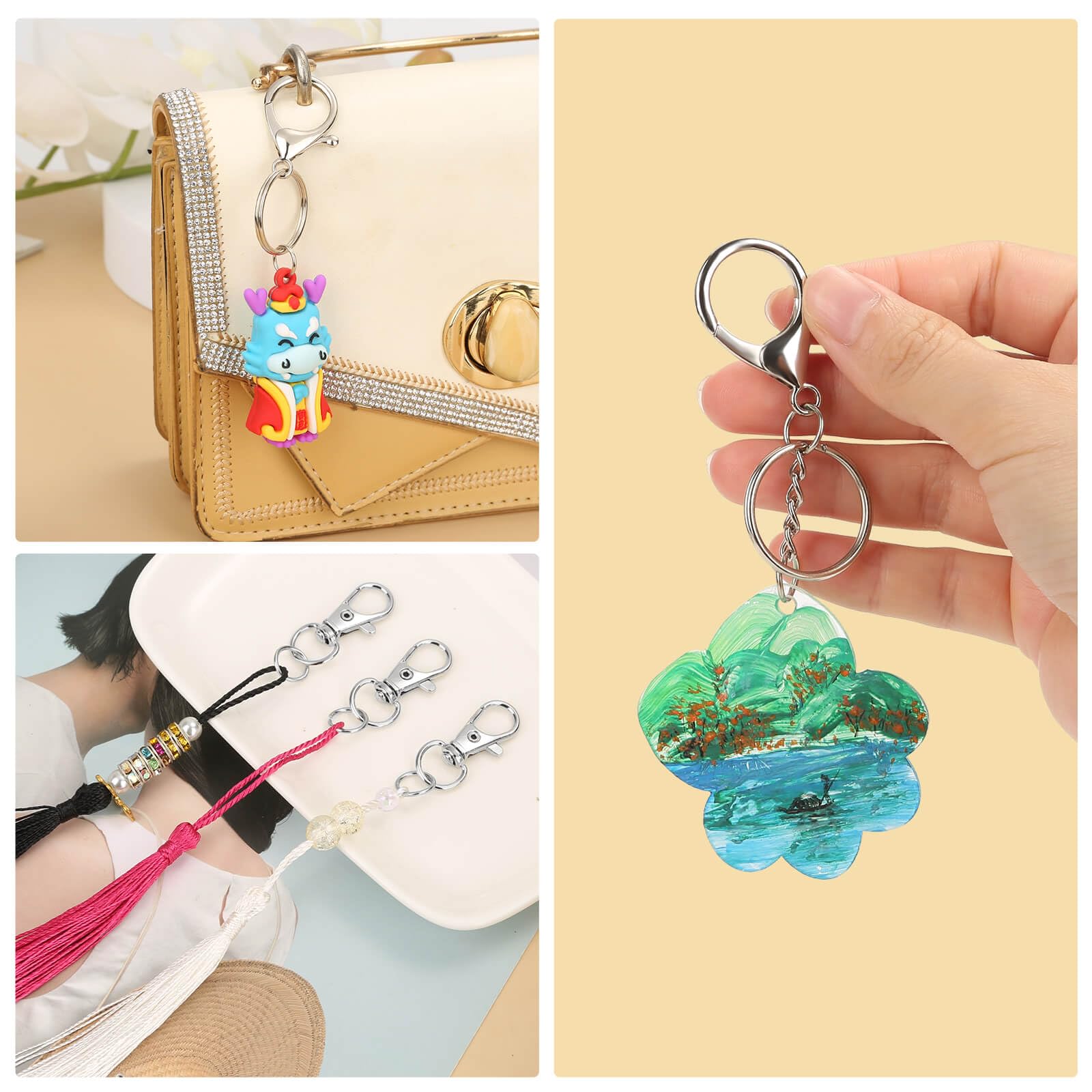 PAXCOO 300PCS Keychain Making Kit, Keychain Craft Supplies Including Key Chain Clips, Lanyard Snap Hooks, Key Rings and Jump Rings for Key Chain Making, Purse Making, Lanyard Making
