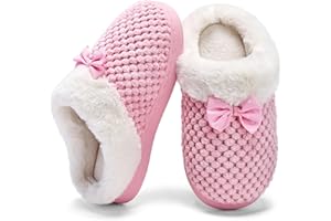 WateLves Girls Slippers Memory Foam Toddler Kids Comfort Wool-Like Plush Fleece Lined House Shoes for Indoor & Outdoor