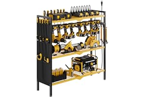 Large Power Tool Organizer Cart with Charging Station 8 Drill Holder Garage Storage Standing Stability Storage Rack Utility T