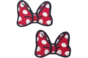 2 Pcs Red Dot Bow Iron on Patches Cute Embroidered Sew on Iron On Patch Badge for Kid Clothes, Backpacks,DIY