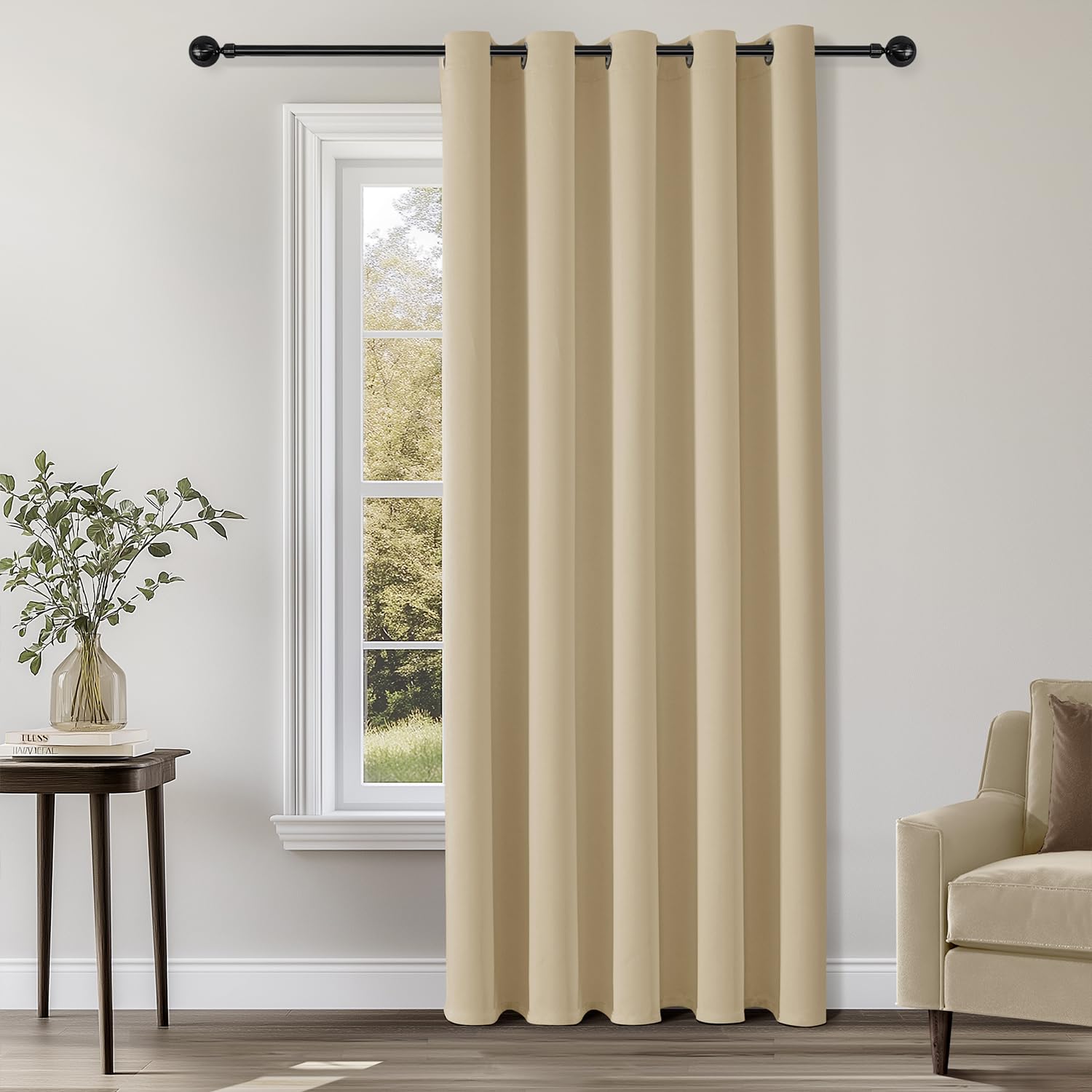 Photo 1 of ChrisDowa Blackout Curtains 70 inches Wide for Bedroom - Extra Wide Grommet Thermal Insulated Room Darkening Curtains for Living Room (1 Panel, Biscotti Beige, 70 x 84 Inch)