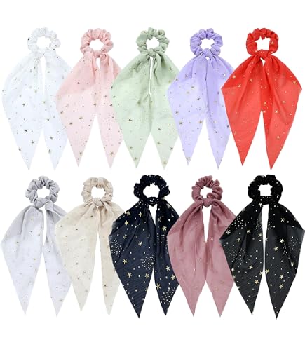 Amazon.com : Yuxung 24 Pcs Hair Scarf Scrunchies with Ribbon  display picture 2
