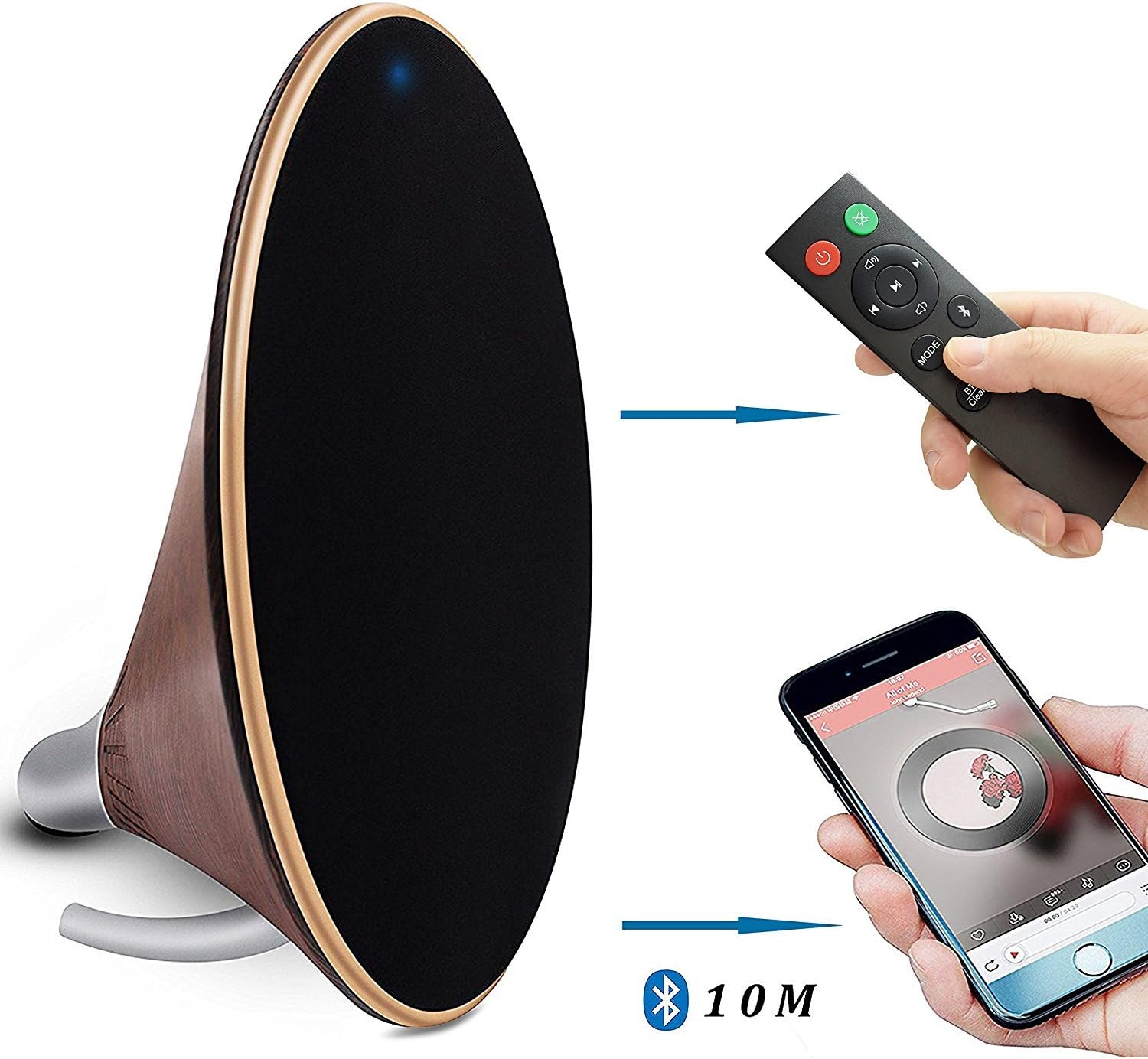 Bookshelf Speaker with Bluetooth - Retro Wooden Speaker, 40W Powered Bluetooth Speaker, 3D Stereo Surround Speaker with 4 Equalize Modes and DSP Technology by KEY IDEA