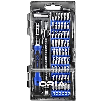 ORIA Precision Screwdriver Kit, 60 in 1 with 56 Bits Screwdriver Set, Magnetic Driver Kit with Flexible Shaft, Extension Rod for Mobile Phone, Smartphone, Game Console, Tablet, PC, Blue
