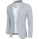 YND Men's Slim Fit Two Buttons Linen Business Blazer, Sport Coat Lightweight Business Daily Coat