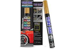 Tire Ink Paint Pen Gold - Waterproof Permanent Paint pens for Car Wheels Lettering | Car Wash Safe and Durable | Made in Japan (Pack of 1)