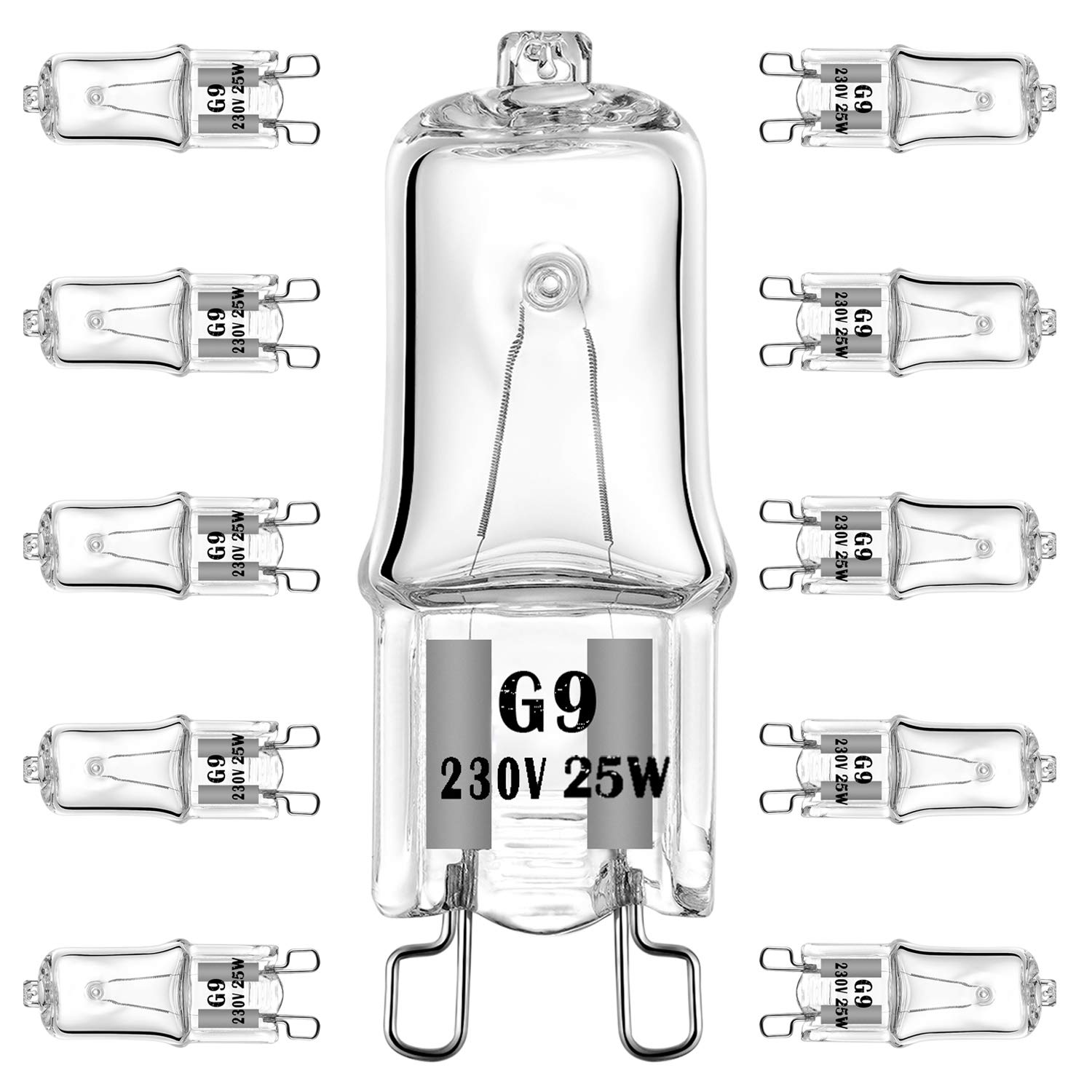 EKSAVE G9 Halogen Bulb 25W 230V 2 Pin Base Replacement Light Bulbs Dimmable Warm White (10 Pack)