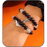 ZXYMHL Halloween Bracelets Pumpkin Bat Spider Ghost Charms Stretch Beaded Bracelets for Women Men Stackable Halloween Festival Party Jewelry