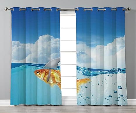 Thermal Insulated Blackout Grommet Window Curtains Sea Animal