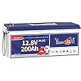 Timeusb 12V 200Ah Plus LiFePO4 Battery, Built-in 200A BMS, Deep Cycle Battery with Max 2560W Output Power, Perfect for Your RVs, Solar System, Off-grid, Travel Trailer, etc