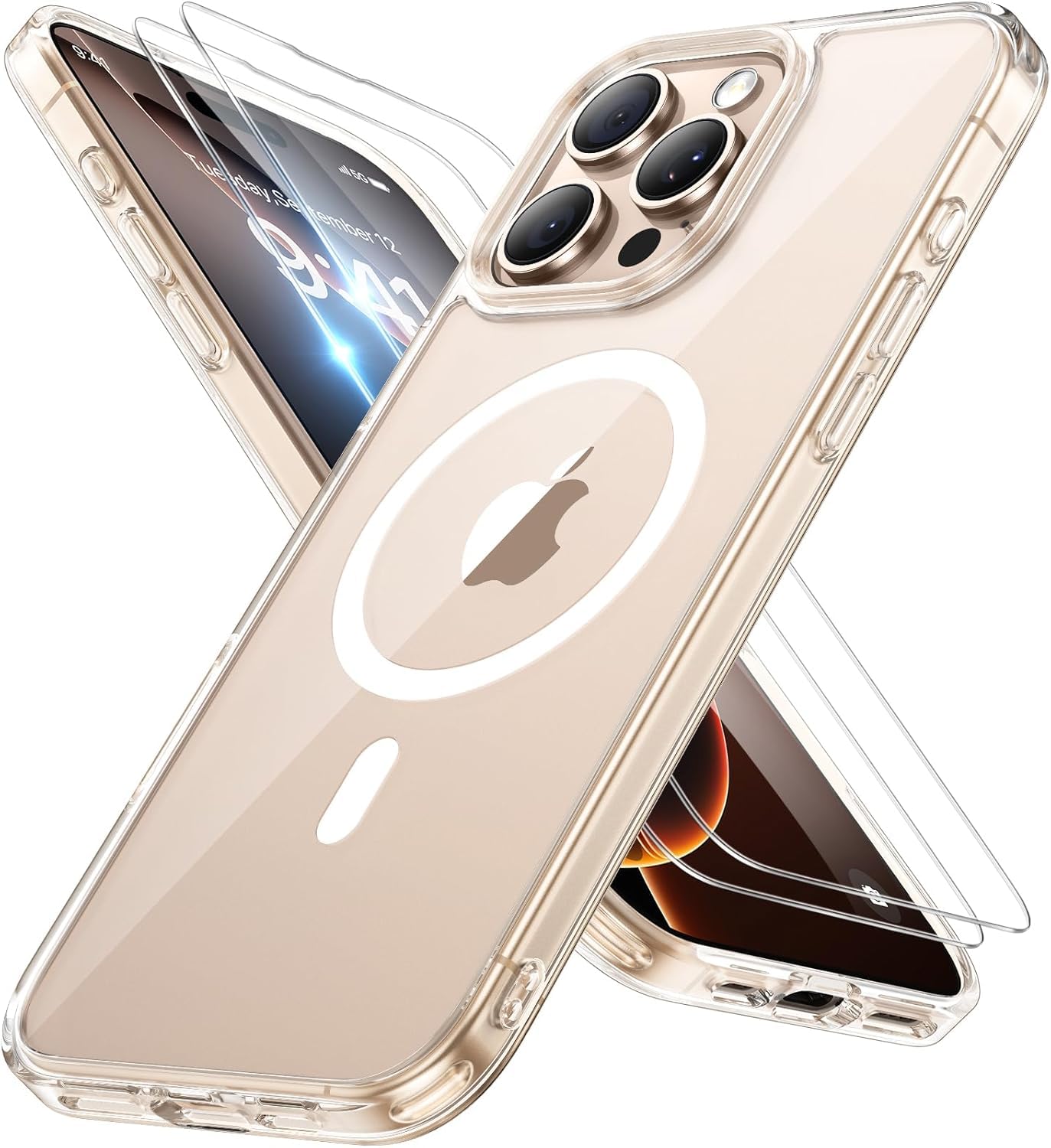 Photo 1 of Miracase for iPhone 17 Pro Max Case with Screen Protector [Compatible with MagSafe] Slim Thin Phone Case Military-Grade Protected for 17 ProMax Cover Bumper 6.9", Khaki Gold