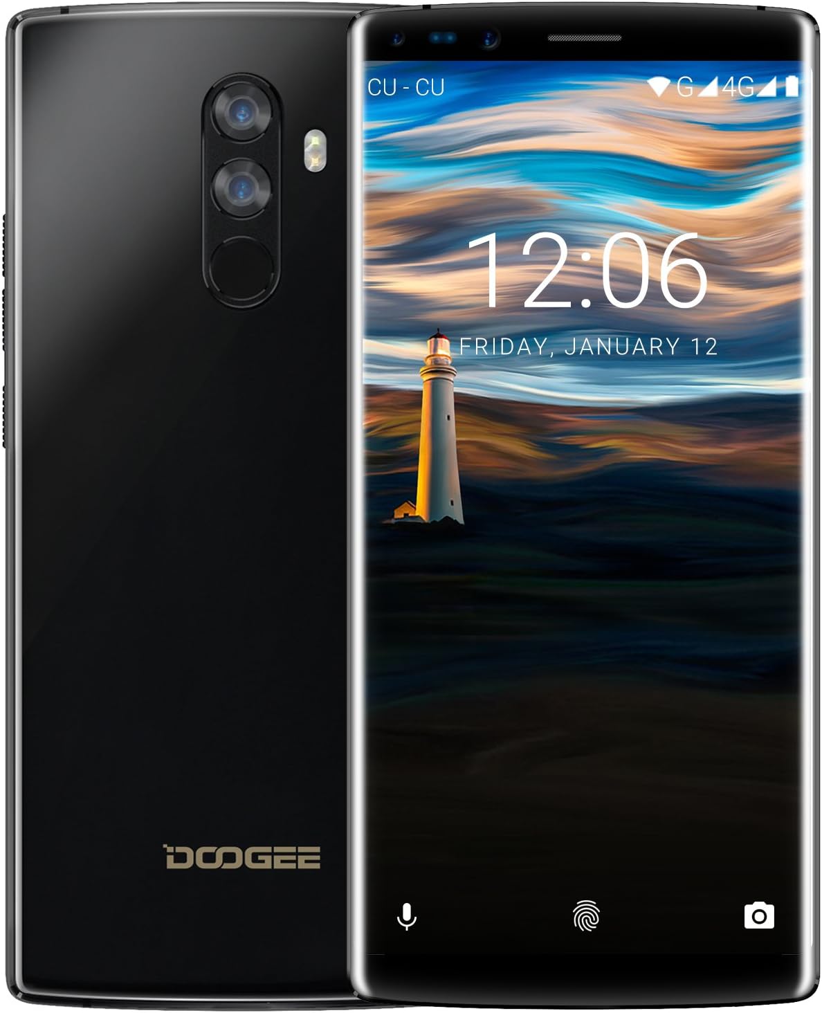 SIM Free Mobile Phones, DOOGEE MIX 2 Unlocked 4G Dual SIM Smartphone, 5.99 Inch FHD+ 18:9 Screen, 7.1 Android Phone, Helio P25 Octa Core 6GB RAM 64GB ROM, Dual 16MP+13 MP Rear Cameras,Face Unlock - Black