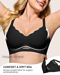HORISUN Womens Wireless Bras Scalloped V Neck Push