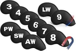 Golf Iron Head Covers Magnetic Neoprene with Numbers Printed Value 11 Pack Set, Premium Soft Durable Breathable Protection He