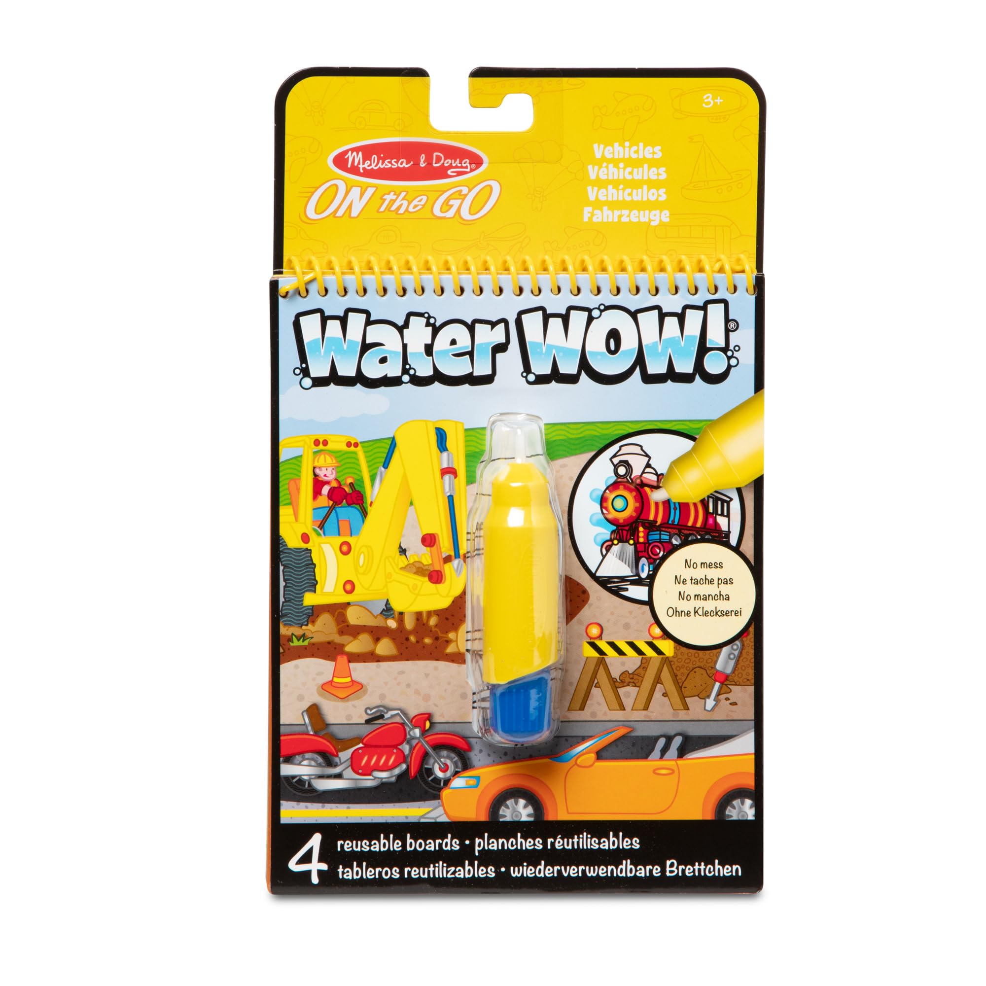 Melissa & Doug Water WOW, Vehicles Magic Painting Book with Water Pen, Colouring Books for Children Age 3 4 5 6 7, Travel Toys for Toddlers on Plane Activities for Kids