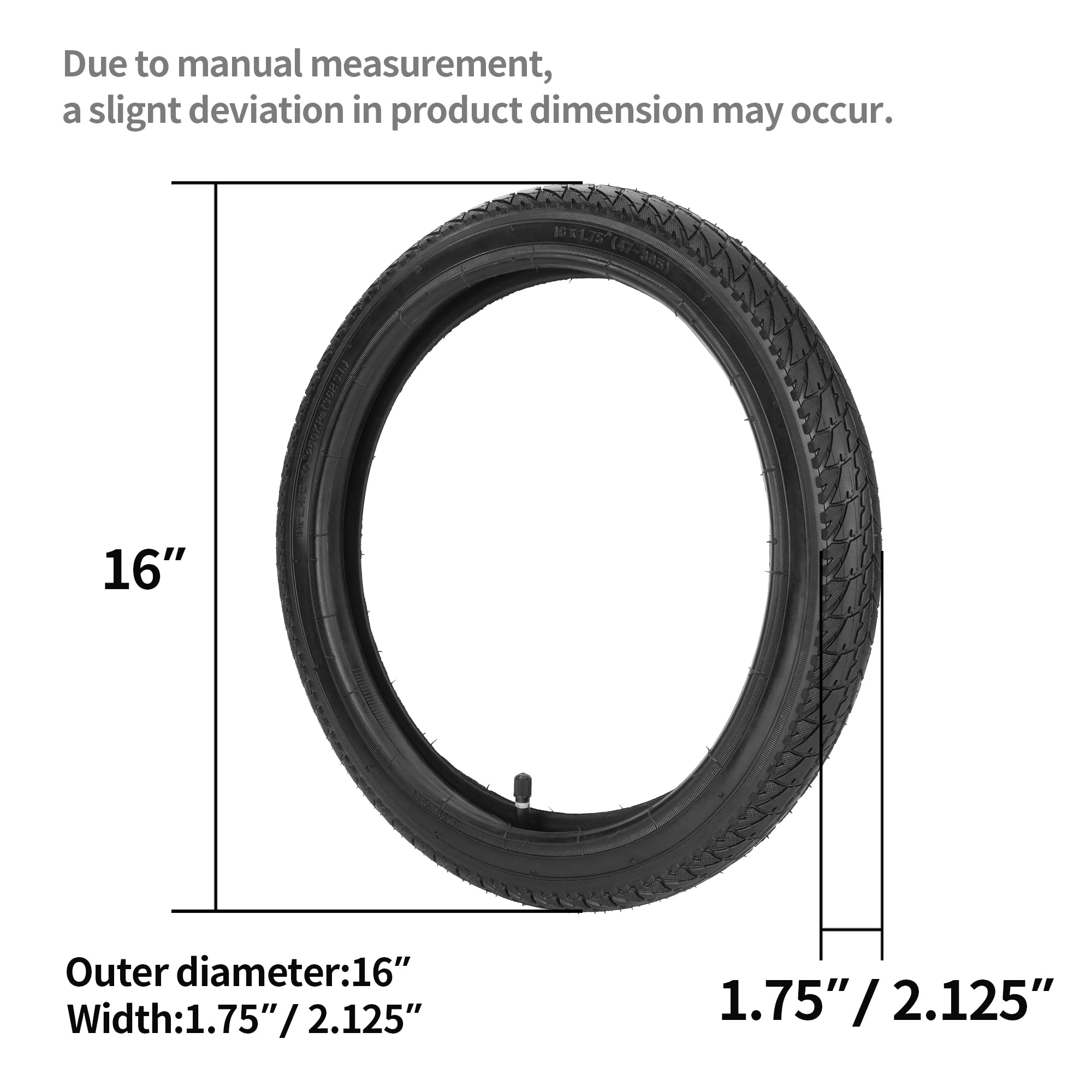 Rear 16×1.75 Stroller Replacement Tire and Tube Compatible with 3-Wheeler Jogging Troller Models (Both Single and Double Strollers) Including Revolution SE/Pro/Flex/SU/Ironman