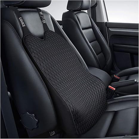Amazon Co Jp 車の背中の枕の記憶の泡の車の座席の腰椎クッションの枕ソフトバックのストラップが付いているオフィスの椅子の柔らかい背中のサポート 色 Black Back ホーム キッチン