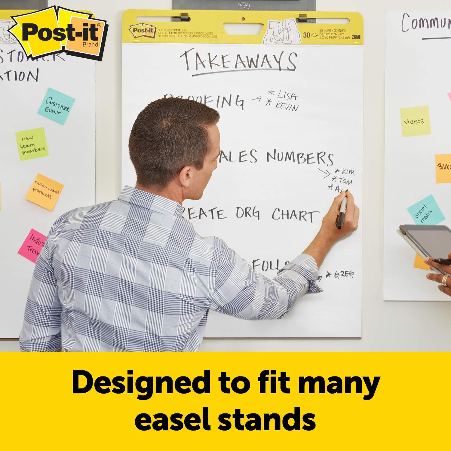 Post-it Super Sticky Easel Pad, 25 x 30 Inches, 30 Sheets/Pad, 2 Pads, Large White Premium Self Stick Flip Chart Paper, Super Sticking Power (559) : Post It Easel Pad : Office Products