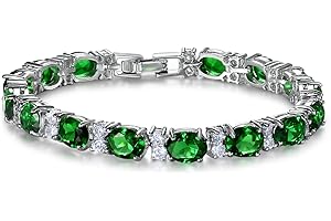 SELOVO Wedding Cubic Zirconia Bracelet Chain Link Silver Tone