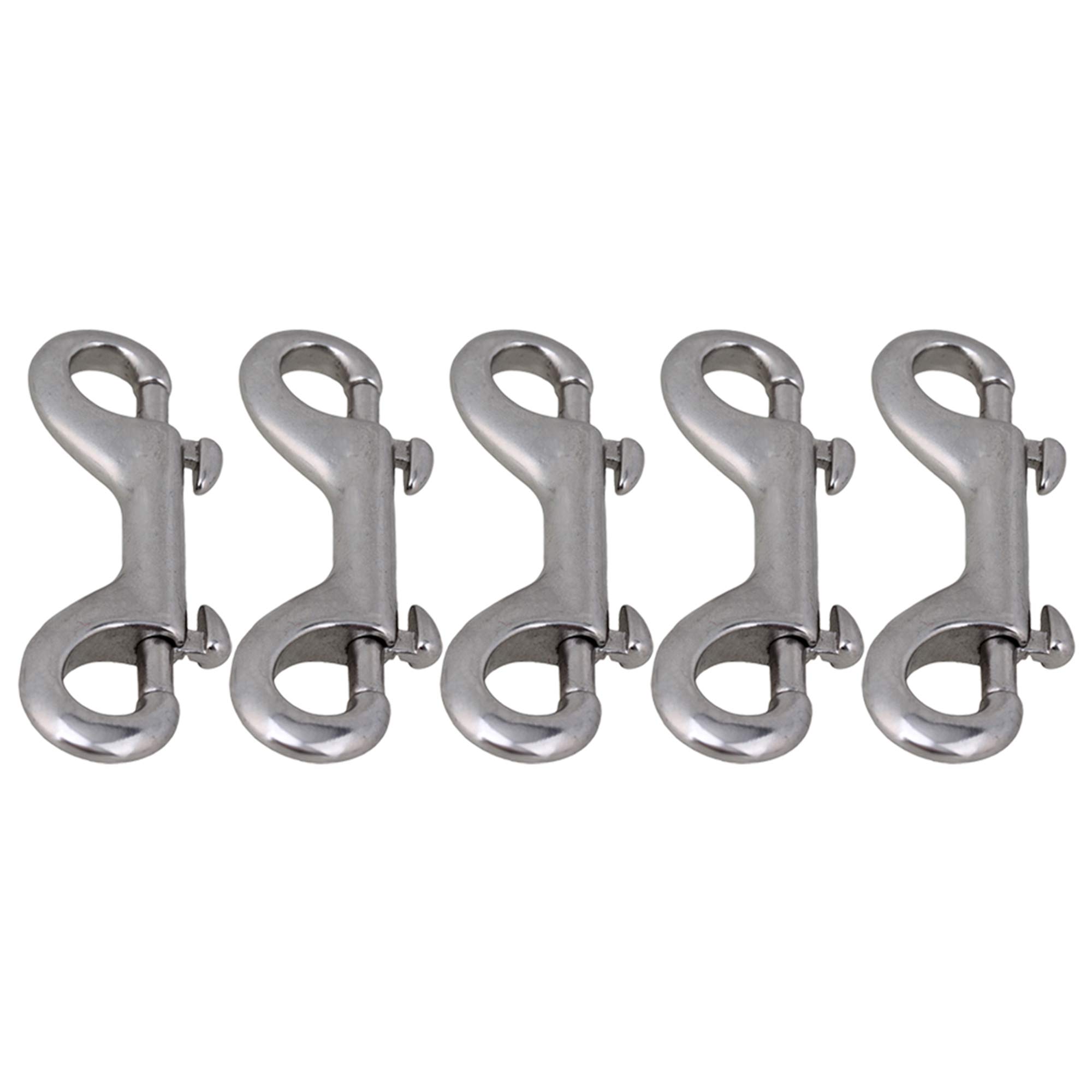 CNBTR Silver 304 Stainless Steel 90mm Double Ended Round Eye Hook Bolt Snap for Pet Chains Set of 5