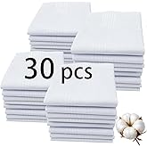 ARKBAODAN White Handkerchiefs for Men,100% Cotton Soft Cotton Handkerchief for Men, 16x16 bulk Mens Handkerchiefs