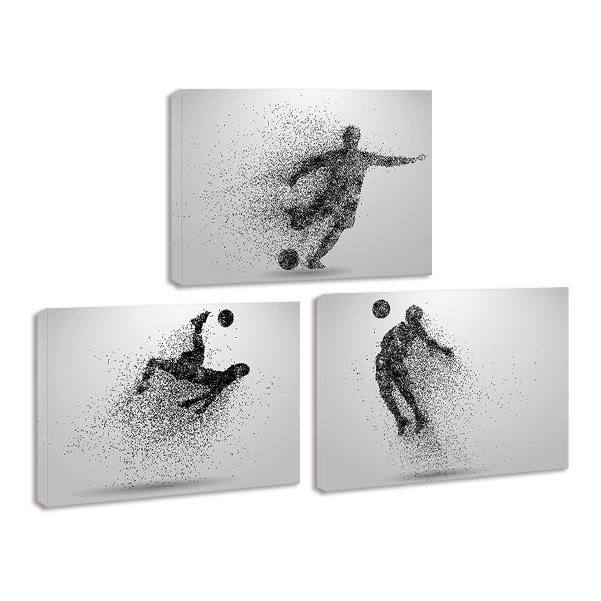 Photo 1 of Soccer Canvas Wall Art Prints - Framed Posters for Men, Kids & Teenagers - Set for Bedroom, Man Cave & Boys' Room Decor
