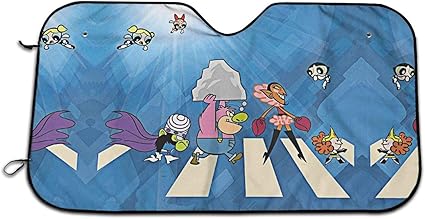 Amazon Co Jp パワーパフガールズ キャラ イラスト ユニバーサルカーウィンドシールドサンシェードブロックuv光線サンバイザープロテクター車を涼しく保つヒートシールド ホーム キッチン
