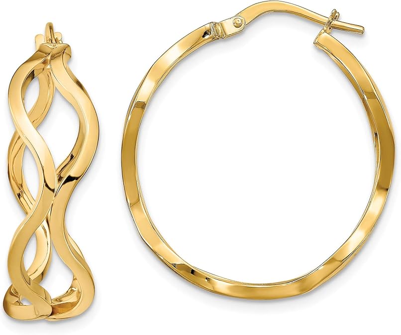Leslie's 14K Polished Wavy Hoop Earrings, 14k Yellow Gold