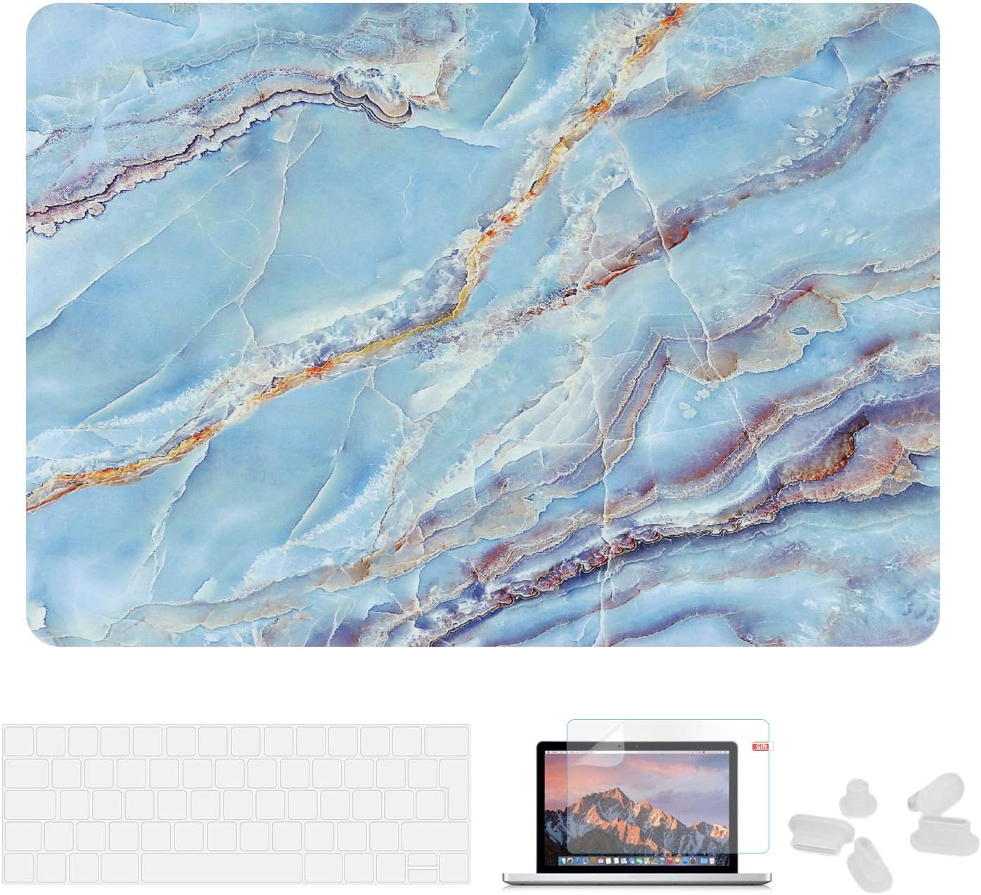 MacBook Pro 15 Inch Case - 2018 2017 2016 Released A1990/A1707, Laptop Hard Shell Case and Keyboard Cover for Apple MacBook Pro 15" with Touch Bar and Touch ID Marble 11